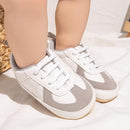 MECKIOR INFANT TODDLER CANVAS SHOES SNEAKER, SIZE: YOUTH 13 (12-18M), WHITE/GREY - Like New