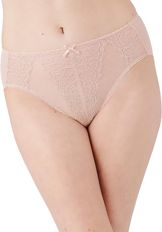 WACOAL RETRO CHIC HI-CUT PANTIES CHANTILLY LACE - SIZE: WOMEN 2XL - ROSE DUST - Brand New
