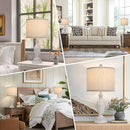 TOBUSA Farmhouse Living Room Table Lamps Set of 2, Grey Rustic Vintage Lamps - Like New