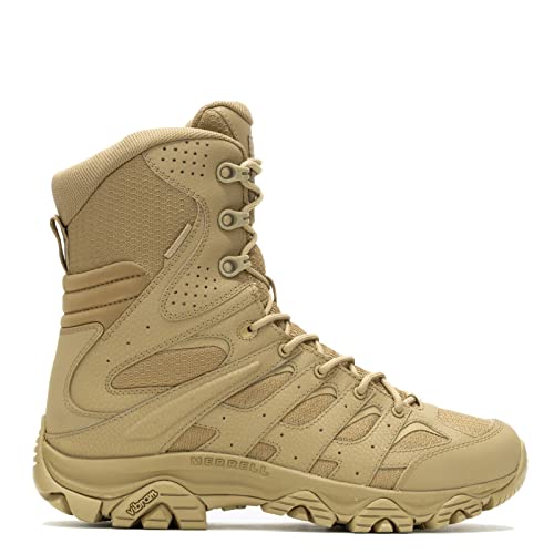 J004107 Merrell Men's Moab 3 8" Zip Tactical Boots Dark Coyote Size 10 - Like New