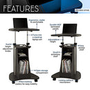 TECHNI MOBILI SIT-TO-STAND ROLLING ADJUSTABLE HEIGHT LAPTOP CART RTA-B002-BLACK - Like New