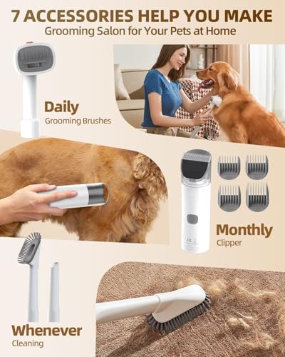 SIMPLEWAY DOG VACUUM GROOMING KIT FOR SHEDDING: 2.5L PROFESSIONAL HAIR CLIPPERS - Like New