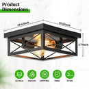 KONDRAS 2-PACK 2-Light Industrial Square Flush Mount Ceiling Light - Black - Brand New