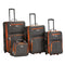 ROCKLAND JOURNEY SOFTSIDE UPRIGHT LUGGAGE SET, 4-PIECE - CHARCOAL/ORANGE - Brand New