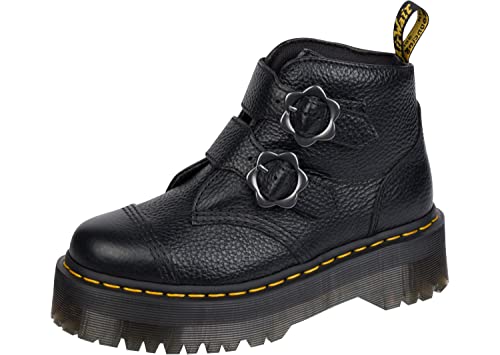 27642001 DR. MARTENS WOMEN'S DEVON FLOWER ANKLE BOOT BLACK SIZE 8 Like New