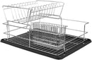 Home Basics Deluxe 2 Tier Dish Rack - Black Like New