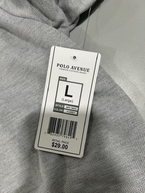 POLO AVENUE SHORT SLEEVE POLO - SIZE: MEN L - GRAY - Brand New