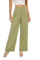 KICZOY SUMMER WOMEN HIGH WAIST WIDE LEG DRESS PANTS SIZE: WOMEN M - GREEN - Brand New