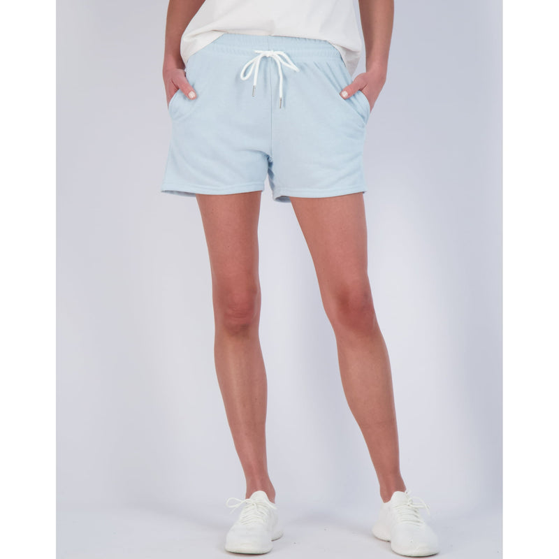 REAL ESSENTIALS 3PK WOMENS COTTON FRENCH TERRY 9" SHORT - M - WHITE/RED/BLACK - Like New