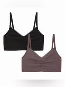 JOYSPUN MATERNITY COTTON-BLEND NURSING BRALETTE 2-PACK SIZE S - BLACK BROWN - Brand New