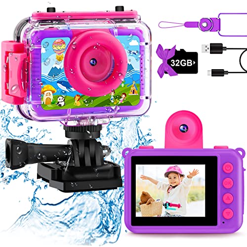 GKTZ Kids Waterproof Camera - Underwater Camera Birthday Gifts, KD190 - Purple Like New