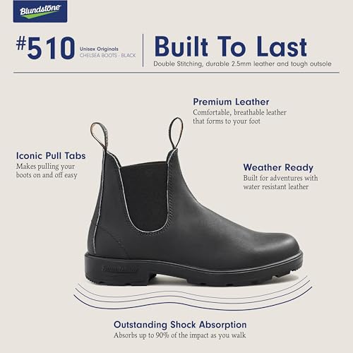 510 BLUNDSTONE ORIGINAL CHELSEA BOOTS SIZE: MEN 8 WOMEN 10 BLACK - Like New