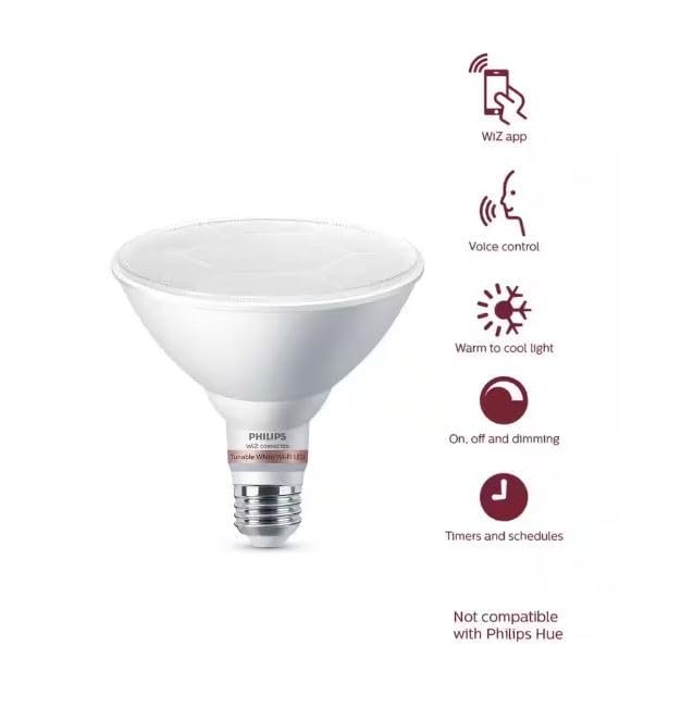 PHILIPS 120-WATT EQUIVALENT PAR38 LED SMART WI-FI EP37P38 - WHITE - Like New