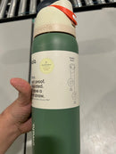 OWALA 32OZ FREE SIP STAINLESS STEEL BOTTLE A LIGHT GRAY TOP OF LID - DARK GREEN - Like New
