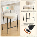 Ckaff Set of 2 Bar Stool Chair Padded Seat Backrest Bistro Stool - White - Brand New