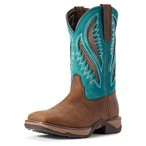 Ariat Women's Anthem Venttek Western Boot Chocolate Chip/Turquoise Size 8.5 Like New