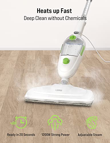 TOPPIN STEAM MOP - 10 IN 1 DETACHABLE HANDHELD STEAM CLEANER - WHITE/GREEN Like New