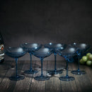 THE WINE SAVANT COLORED CHAMPAGNE COUPE GLASSES 12OZ SET OF 6 - COBALT BLUE - Like New