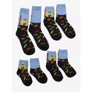 NICKELODIAN SPONGEBOB KRUSTY KRAB 4 PACK SOCKS FAMILY MEAL GIFT SET - MULTISIZES - Like New