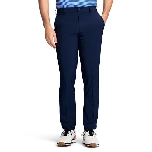 IZOD MEN'S GOLF SWINGFLEX STRAIGHT-FIT FLAT-FRONT PANTS - PEACOAT 34X34 - Like New