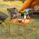 OUMILEN CAMPING TABLE NATURAL  FOLD UP LIGHTWEIGHT ROLL UP - NATURAL WOOD BROWN - Like New