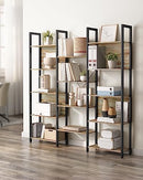 VASAGLE BOOKCASE, 14 SHELVES, METAL FRAME LLS107B60 - CAMEL BROWN - Like New