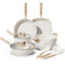 BAZOVA 14 Piece Pots Pans Set Non Stick Premium Ceramic Cookware - Cream White - Like New