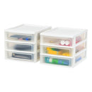 IRIS USA 2-Pack, 3-Drawer Medium Plastic Stacking Desktop Organizer, White - Brand New