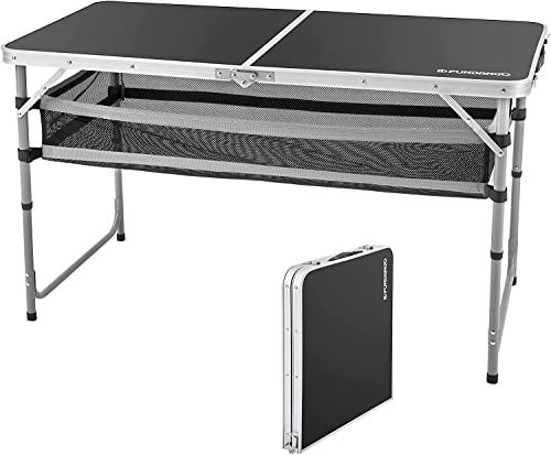 FUNDANGO FOLDING CAMPING TABLE, 4 FT ADJUSTABLE 9C2108 - BLACK - Like New