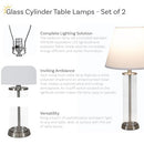 Sunnydaze Cylinder Glass Table Lamp Set of 2 27.75" H GSI-8032 - Silver/Clear - Like New