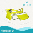 OSTRICH DELUXE 3 IN 1 BEACH CHAIR WITH FACE OPENING - PORTABLE - GREEN - Like New