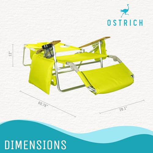OSTRICH DELUXE 3 IN 1 BEACH CHAIR WITH FACE OPENING - PORTABLE - GREEN - Like New