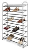 Whitmor 8 Tier Shoe Tower - 40 Pair - With Non-Slip Racks - Black/ Silver - Like New
