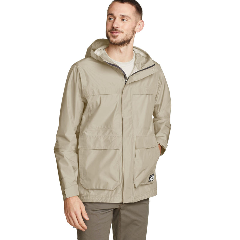 EDDIE BAUER MEN'S RAINPAC JACKET MEN 3XL BIG TALL LIGHT KHAKI - Like New