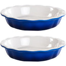 Lareina Ceramic 9 Inch Deep Dish Pie Pans, Set of 2, Blue, Non-Stick - Brand New