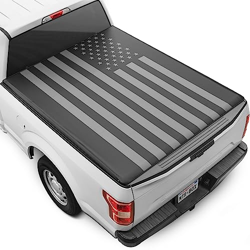 Motorbox Soft Roll-Up Truck Tonneau Cover With Black Flag Graphic - Black - Like New