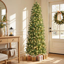 SHareconn Prelit Artificial Pencil Christmas Tree 6FT & Warm White Lights - Brand New