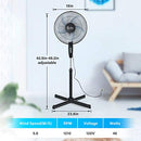 Simple Deluxe Oscillating 16" 3 Adjustable Speed Pedestal Stand, 16" Black - Like New