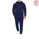 BLU ROCK MEN'S SLIM FIT TECH FLEECE HOODIE & JOGGER SET - SIZE: MEN L - NAVY - Brand New