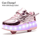 Nsasy Kids Roller Shoes Boy Girl Sneakers with Wheels Become Sport Sneaker - Like New