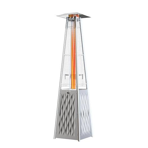 EAST OAK PYRAMID PATIO HEATER 48000 BTU OUTDOOR FLAME STAINLESS STEEL - Like New