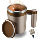 FCSWEET SELF STIRRING MUG RECHARGEABLE AUTO MAGNETIC 2PC STIR BAR -BROWN - Like New