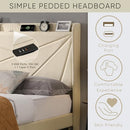 KMNAGT QUEEN SIZE UPHOLSTERED BED FRAME - BEIGE - Like New