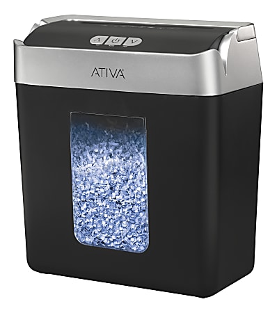 ATIVA 8-SHEET MICRO-CUT LIFT-OFF SHREDDER WITH HANDLE - BLACK/SILVER - Brand New