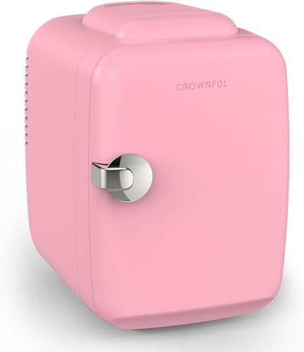 CROWNFUL Mini Fridge, 4 Liter/6 Can, Portable Cooler and Warmer - Pink - Like New