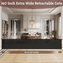 KISKIZ 160" EXTRA WIDE RETRACTABLE BABY GATE FOR OPENINGS, DOG GATE - BLACK - Like New