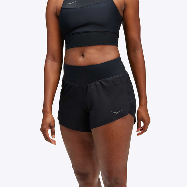 HOKA ONE ONE HOKA GLIDE 4" SHORT WOMEN'S - SIZE: WOMEN S - BLACK - Brand New