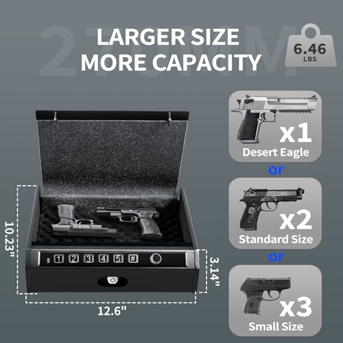 ADIMO Gun Safe Biometric Gun Safe for Handgun Pistol Safe 3 Ways Quick-Access - Like New
