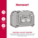 Chelsea 4-Slice Retro Toaster - Stainless Steel, 1500W, POWDER GRAY Like New