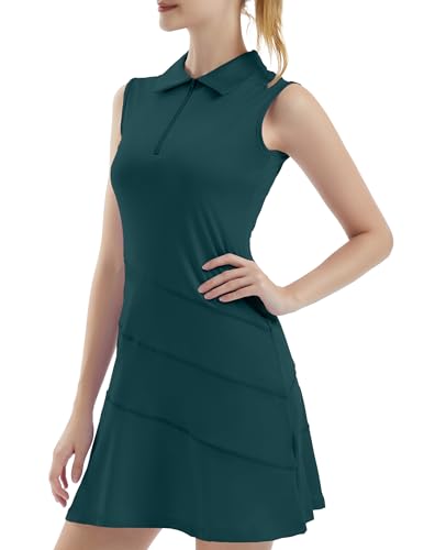 FKEEP WOMEN'S TENNIS GOLF DRESSES ZIPPER V-NECK SPORT SIZE: L - AQUA GREEN - Brand New